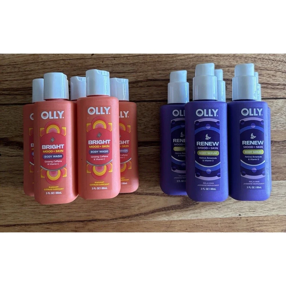 10 Pc Olly Bundle. 5 Renew Body Serum (3 oz) & 5 Bright Body Wash (3 oz)
